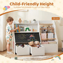 Kids Book and Toy Storage with Flip-Up Blackboard – White product view 9