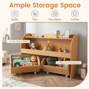 Kids Book and Toy Storage with Two Rolling Drawers – open shelves and removable drawers