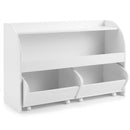 Kids Book and Toy Storage with Two Rolling Drawers – white storage unit without props