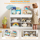 Kids Book Display and Four-Cubby Storage Unit – Upper book display and lower cubbies