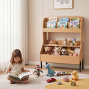Kids Book Display and Toy Storage with Metal Legs – Natural product view 2
