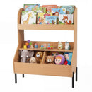 Kids Book Display and Toy Storage with Metal Legs – Natural product view 3