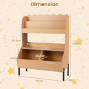 Kids Book Display and Toy Storage with Metal Legs – Natural product view 5