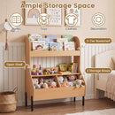 Kids Book Display and Toy Storage with Metal Legs – Natural product view 8