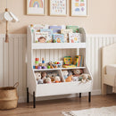 Kids Book Display and Toy Storage with Metal Legs – White product view 1