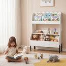 Kids Book Display and Toy Storage with Metal Legs – White product view 2