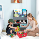 Kids Book Display with Open Shelf and Two Fabric Drawers – Grey product view 1