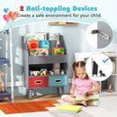 Kids Book Display with Open Shelf and Two Fabric Drawers – Grey product view 8