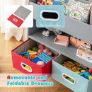 Kids Book Display with Open Shelf and Two Fabric Drawers – Grey product view 9