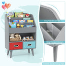 Kids Book Display with Open Shelf and Two Fabric Drawers – Grey product view 10