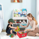 Kids Book Display with Open Shelf and Two Fabric Drawers – White product view 1