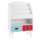 Kids Book Display with Open Shelf and Two Fabric Drawers – White product view 2