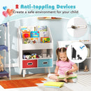 Kids Book Display with Open Shelf and Two Fabric Drawers – White product view 3