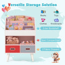 Kids Book Display with Open Shelf and Two Fabric Drawers – White product view 5
