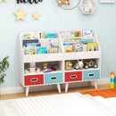 Kids Book Display with Open Shelf and Two Fabric Drawers – White product view 6