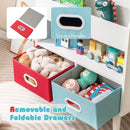 Kids Book Display with Open Shelf and Two Fabric Drawers – White product view 9