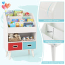 Kids Book Display with Open Shelf and Two Fabric Drawers – White product view 10