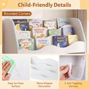 Kids Book Display with Two Rolling Toy Drawers – Rounded edges and anchoring details