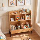 Kids Bookcase with Five Storage Spaces and Metal Legs – Natural product view 1
