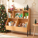 Kids Bookcase with Five Storage Spaces and Metal Legs – Natural product view 6