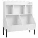 Kids Bookcase with Five Storage Spaces and Metal Legs – White product view 4