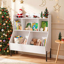 Kids Bookcase with Five Storage Spaces and Metal Legs – White product view 6