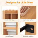 Kids Bookshelf with Fabric Book Pockets and Toy Storage – panel and leg details