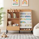 Kids Bookshelf with Fabric Book Pockets and Toy Storage – styled bookshelf view