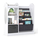 Kids Bookshelf with Side Mirror and Fabric Drawer – White product view 3