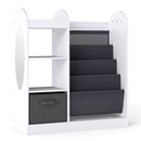 Kids Bookshelf with Side Mirror and Fabric Drawer – White product view 4