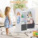 Kids Bookshelf with Side Mirror and Fabric Drawer – White product view 6