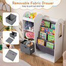 Kids Bookshelf with Side Mirror and Fabric Drawer – White product view 8