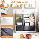 Kids Bookshelf with Side Mirror and Fabric Drawer – White product view 11