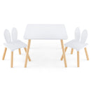 White table and two bunny-back chairs