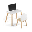 White and natural kids chalkboard table and cloud-back chair, view 4