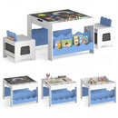 Kids Chalkboard Table and Two Chairs with Bookshelves – Blue view 3