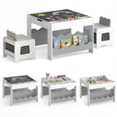 Kids Chalkboard Table and Two Chairs with Bookshelves – Grey view 3