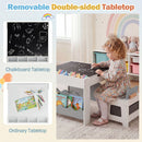 Kids Chalkboard Table and Two Chairs with Bookshelves – Grey view 7