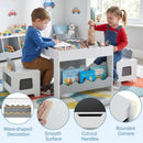 Kids Chalkboard Table and Two Chairs with Bookshelves – Grey view 10