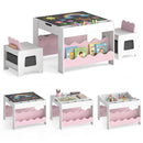 Kids Chalkboard Table and Two Chairs with Bookshelves – Pink view 3