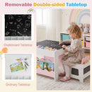 Kids Chalkboard Table and Two Chairs with Bookshelves – Pink view 7
