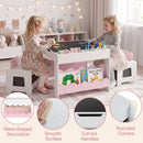 Kids Chalkboard Table and Two Chairs with Bookshelves – Pink view 10