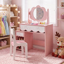 Kids Cloud-Mirror Vanity and Chair with Storage – Pink product view 2