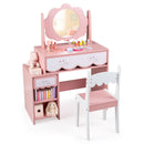 Kids Cloud-Mirror Vanity and Chair with Storage – Pink product view 3