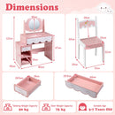 Kids Cloud-Mirror Vanity and Chair with Storage – Pink product view 5