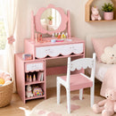 Kids Cloud-Mirror Vanity and Chair with Storage – Pink product view 6