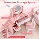 Kids Cloud-Mirror Vanity and Chair with Storage – Pink product view 7