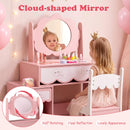 Kids Cloud-Mirror Vanity and Chair with Storage – Pink product view 8