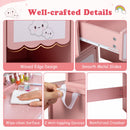 Kids Cloud-Mirror Vanity and Chair with Storage – Pink product view 10
