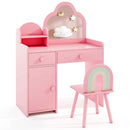 Kids Cloud Vanity and Rainbow Chair with Side Cabinet – Pink product view 2